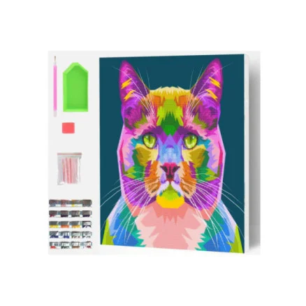 Diamantkonst på duk 30x40cm, katt I lager