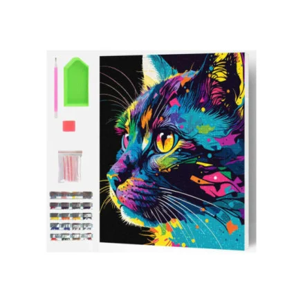 Diamantkonst på duk 30x40cm, katt (ny) Populär