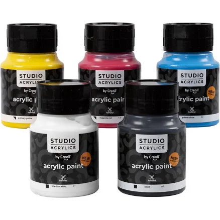 Sista chansen Creall Studio Akrylfärg, mixade färger, 5x500 ml/ 1 förp.