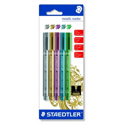 Handla nu Staedtler Marker Tusch Ass. Metallfärger 1-2mm – 5 st.