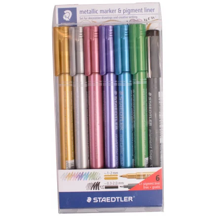 Staedtler Marker Tusch Ass. Metallfärger 1-2mm – 6 st. risnedsättning