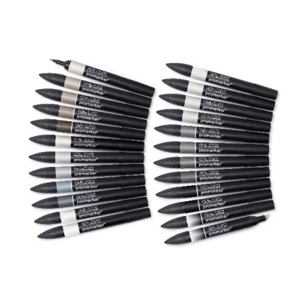 Promarker set 24st Black & Grey i plånbok Bästa pris