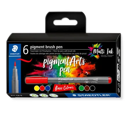 Staedtler Pigment Arts Brush Pen Basic – 6 st. Expressleverans