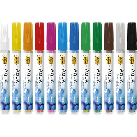 SOLO GOYA Aqua Paint Marker, ass. färger, 12 st./ 1 förp. Expressleverans