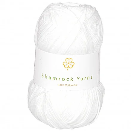 Shamrock Yarns 100% Bomull Garn 02 Vit Sista chansen