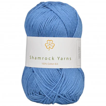 Shamrock Yarns 100% Bomull Garn 10 Dov Ljus Jeansblå Fri frakt