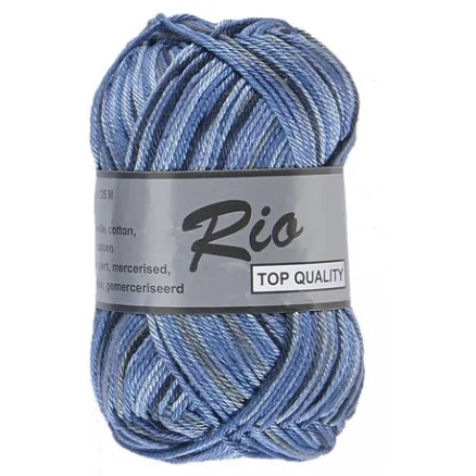 I lager Lammy Rio Garn Print 624 Svart/Blå/Lila 50 gram