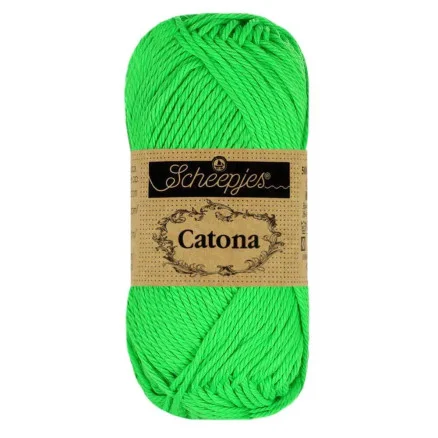 Scheepjes Catona Garn Unicolor 602 Neon Grön Fynd