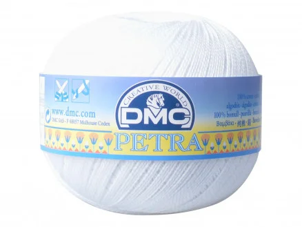 DMC Petra nr. 5 Virkgarn Unicolor B5200 Vit Trygg betalning