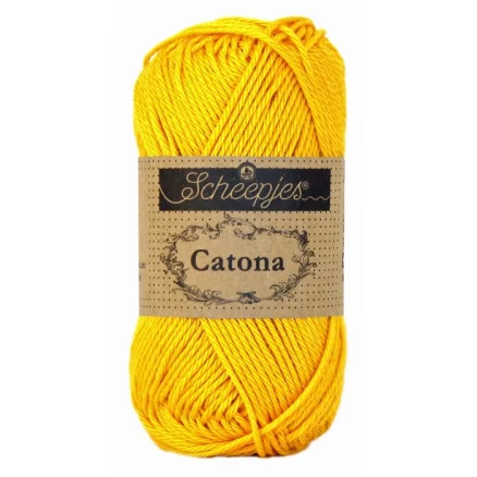 Populärt val Scheepjes Catona Garn Unicolor 208 Yellow Gold