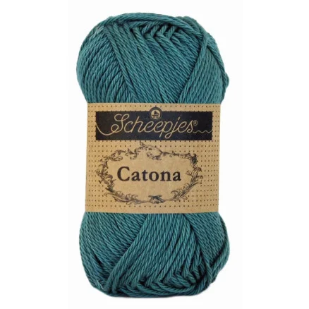 Scheepjes Catona Garn Unicolor 391 Deep Ocean Green Snabb leverans