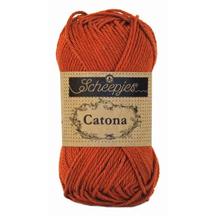 Sänkt pris Scheepjes Catona Garn Unicolor 388 Rust