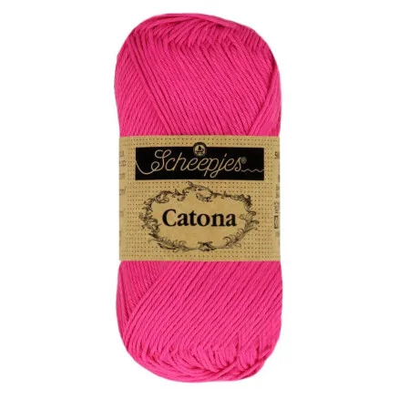 Kampanjpris Scheepjes Catona Garn Unicolor 604 Neonrosa