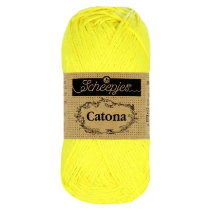 Kundfavorit Scheepjes Catona Garn Unicolor 601 Neon Yellow