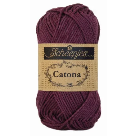 I lager Scheepjes Catona Garn Unicolor 394 Shadow Purple