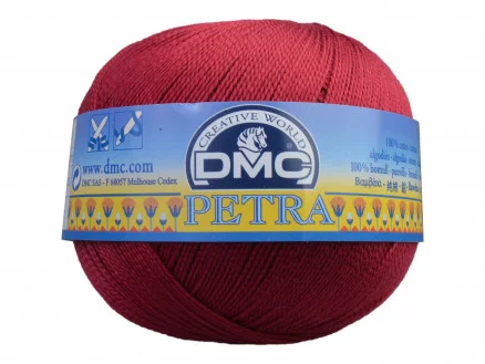 Populärt val DMC Petra nr. 8 Virkgarn Unicolor 5815 Vinröd