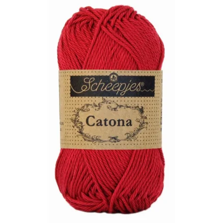 Premium Scheepjes Catona Garn Unicolor 192 Scarlet