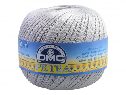 Endast idag DMC Petra nr. 8 Virkgarn Unicolor 5415 Silvergrå