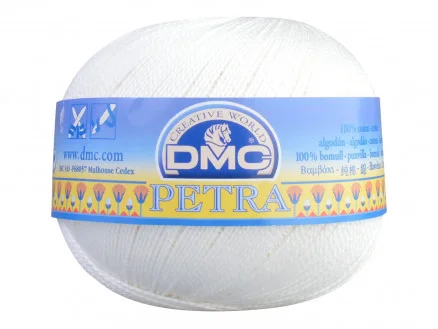 Nyhet DMC Petra nr. 8 Virkgarn Unicolor 54460 Råvit