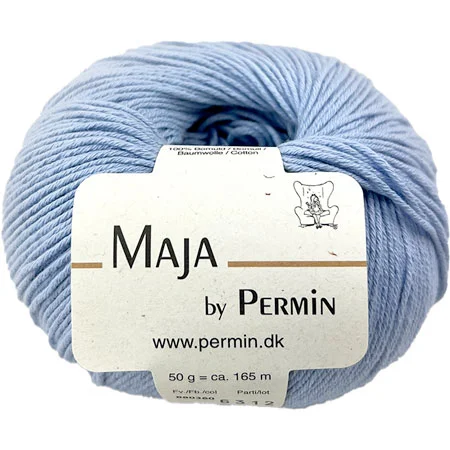 Maja Permin – 100% bomullsgarn Fv 880360 Ljusblått Utförsäljning