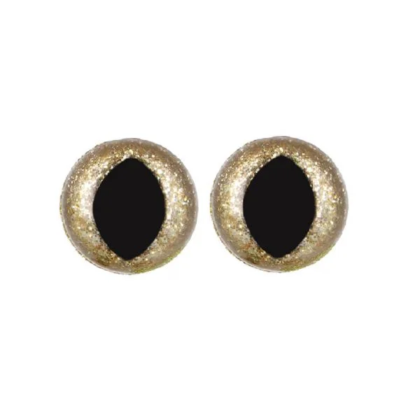 Säkerhetsögon Kattögon Glitter Ljusguld 18 mm 1par Säker betalning