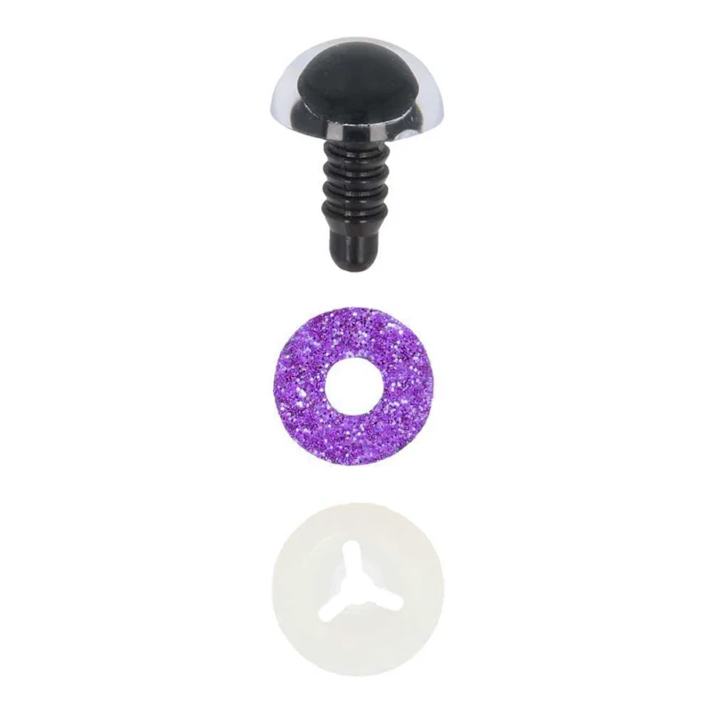 Säkerhetsögon Glitter 18 mm Lila 5 par Trygg betalning