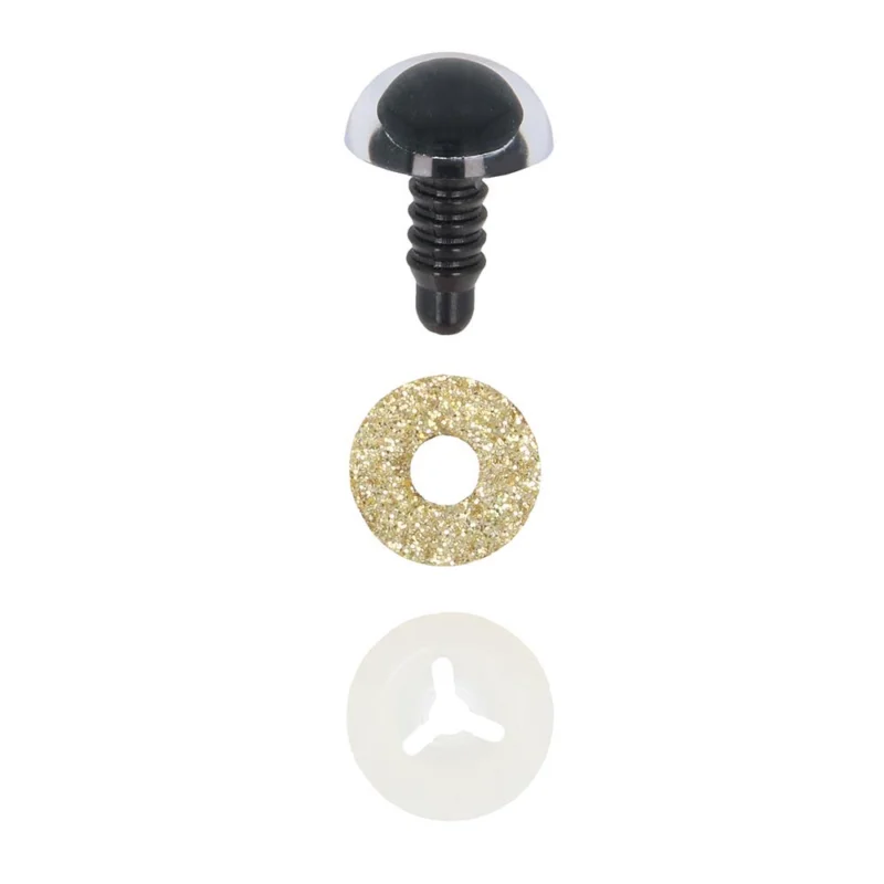 Säkerhetsögon Glitter Ljusguld 12 mm 5 par Trygg betalning