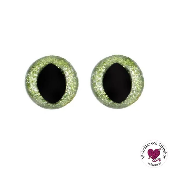 Beställ idag Säkerhetsögon Kattögon Glitter Ljusgröna 12 mm 5par