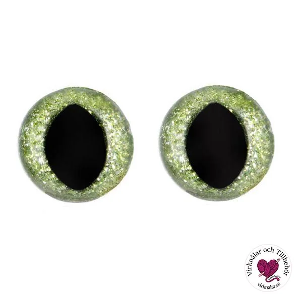 Reapris Säkerhetsögon Kattögon Glitter Ljusgröna18 mm 5par