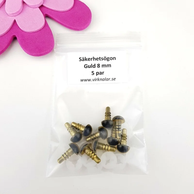 Säkerhetsögon FärgadeGuld 8 mm 5 par Extra rabatt