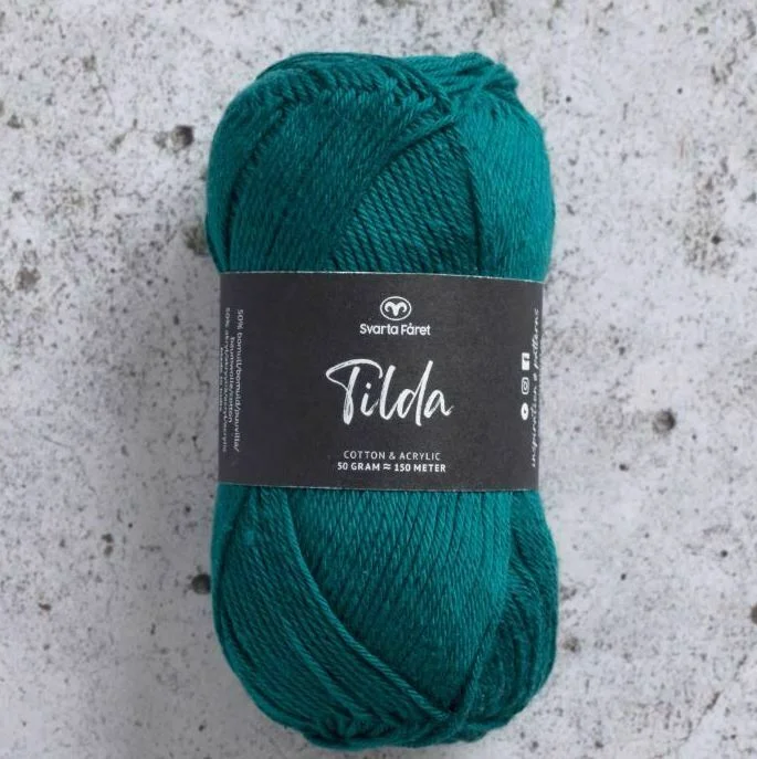 Tilda garn 50 g Svarta Fåret Blågrön Emerald Green 85 Endast denna vecka