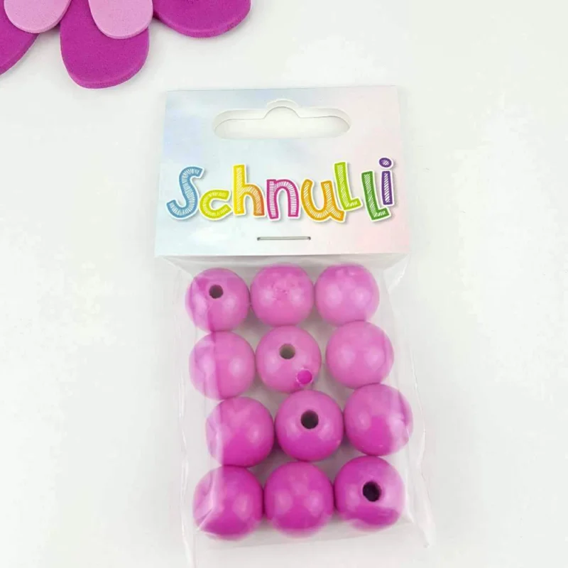 Träpärlor 15 mm Schnulli Mörkrosa Snabb leverans
