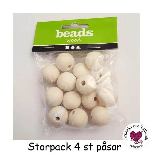 Endast idag TräpärlorNaturella Obehandlade 20 mm Storpack 4 st påsar