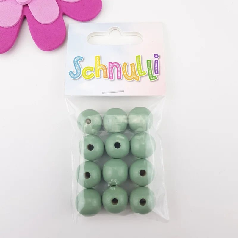 Träpärlor 15 mm Schnulli Eukalyptus Silvergrön 455 Fri frakt