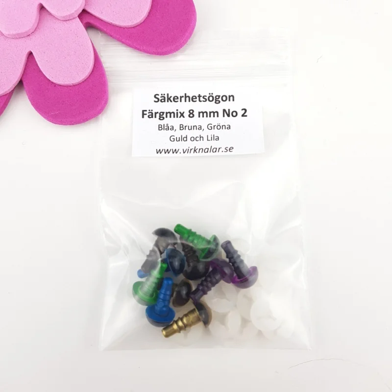 Bästa pris Säkerhetsögon Färgade8 mm 5 parFärgmix No2