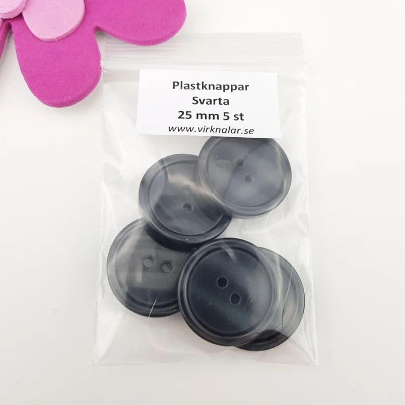 Endast idag Knappar plastknappar Svarta 25 mm 5 st