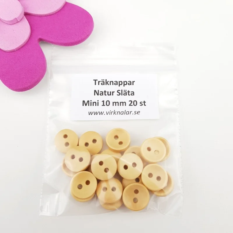 Träknappar Natur Släta Små mini 10 mm 20 st Trygg betalning