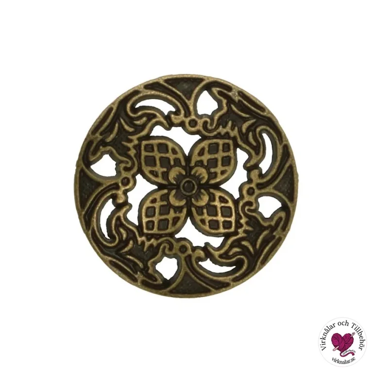 Nyhet Metallknappar Blomma Antikbrons 20 mm 5 st 5618