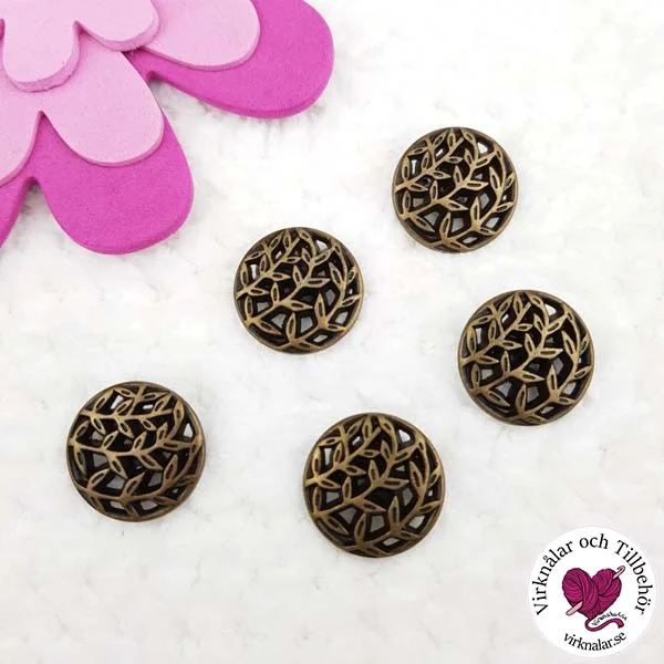 Metallknappar BladrankaAntikbrons 20 mm 5 st 5610 Sänkt pris