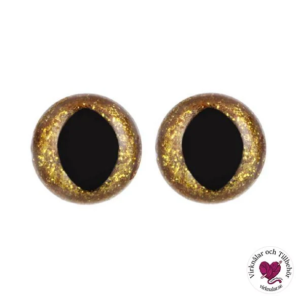 Lägg i varukorgen Säkerhetsögon Kattögon Glitter Guld 15 mm 1par