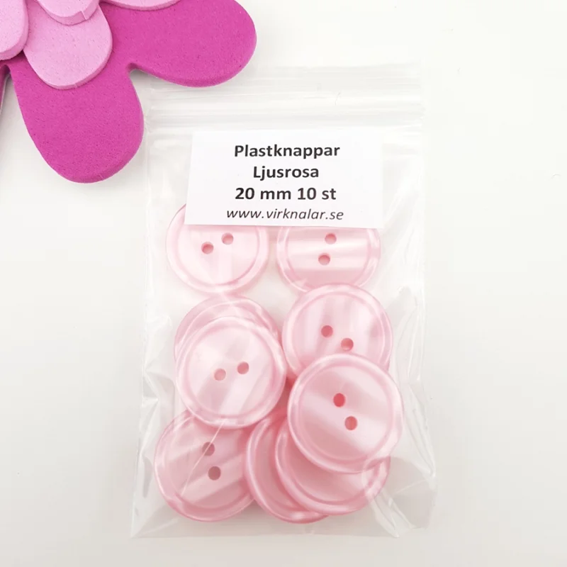 Köp nu Knappar plastknappar Ljusrosa 20 mm 10 st