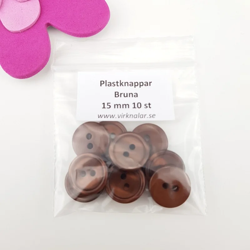 Knappar plastknappar Bruna 15 mm 10 st Beställ nu