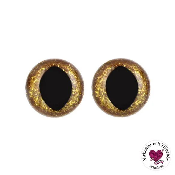 Säker betalning Säkerhetsögon Kattögon Glitter Guld 12 mm 5 par