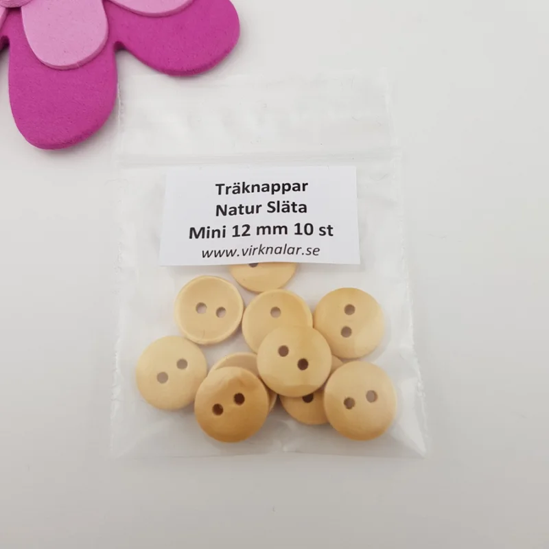 Lägg i varukorgen Träknappar Natur Släta Små 12 mm 10 st
