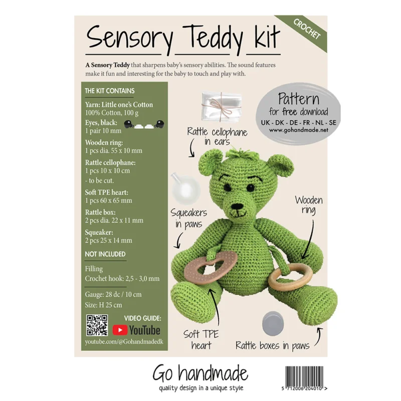 Kampanj Materialkit Virka Sensory Teddy Limegrön 20401 Pappersmönster