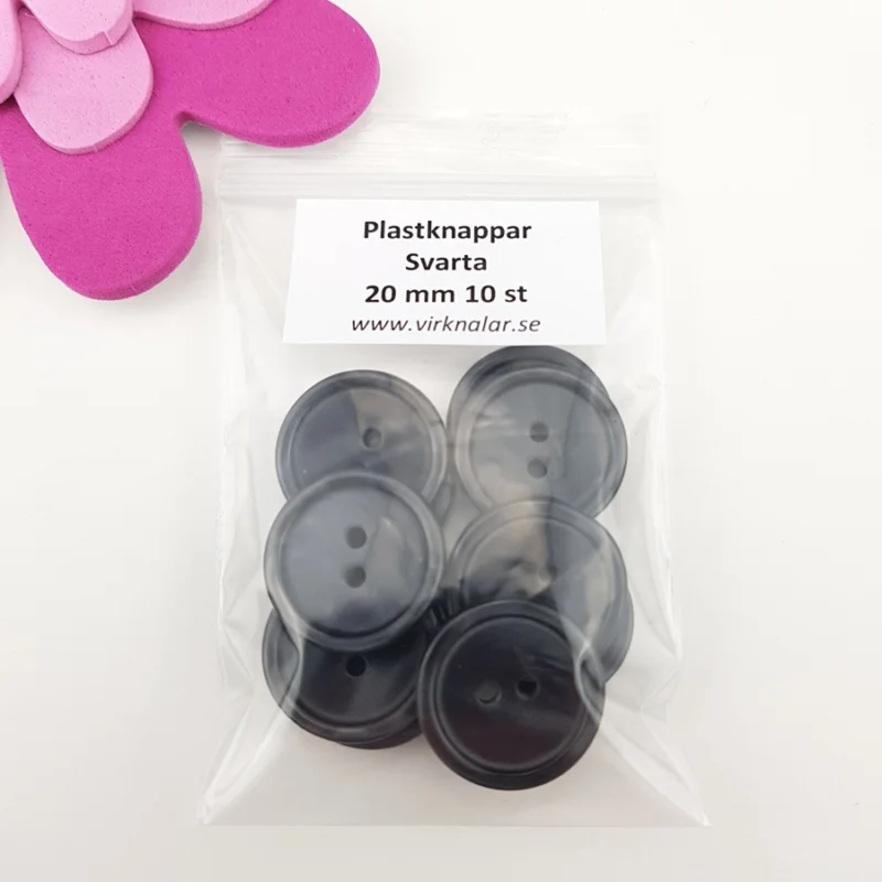 Handla nu Knappar plastknappar Svarta 20 mm 10 st