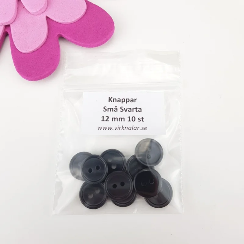 Knappar plastknappar Små Svarta 12 mm 10 st Lågt pris