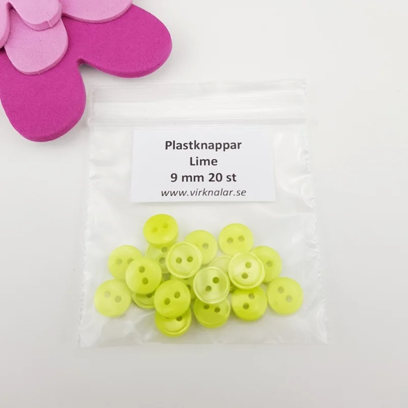 Knappar plastknappar Små mini Lime 9 mm 20 st Fynd