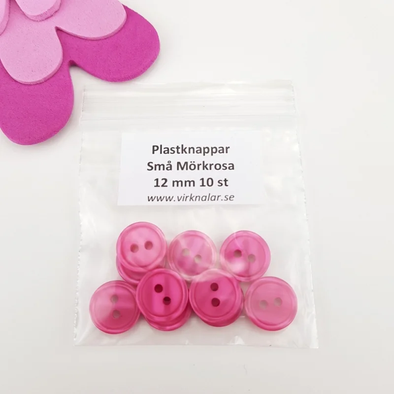 Knappar plastknappar Små Mörkrosa 12 mm 10 st Bästa pris