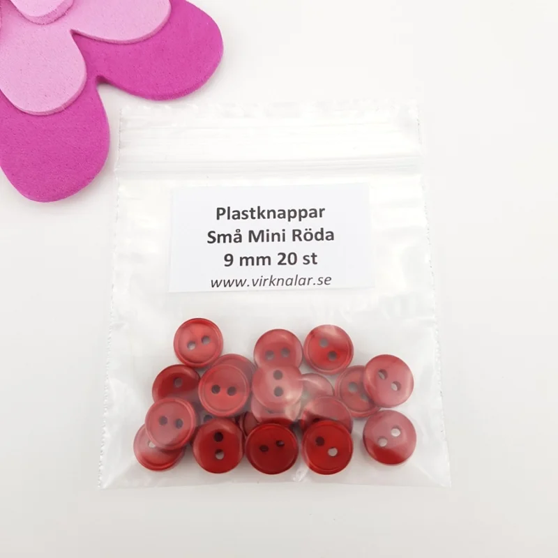Beställ idag Knappar plastknappar Små mini Röda 9 mm 20 st